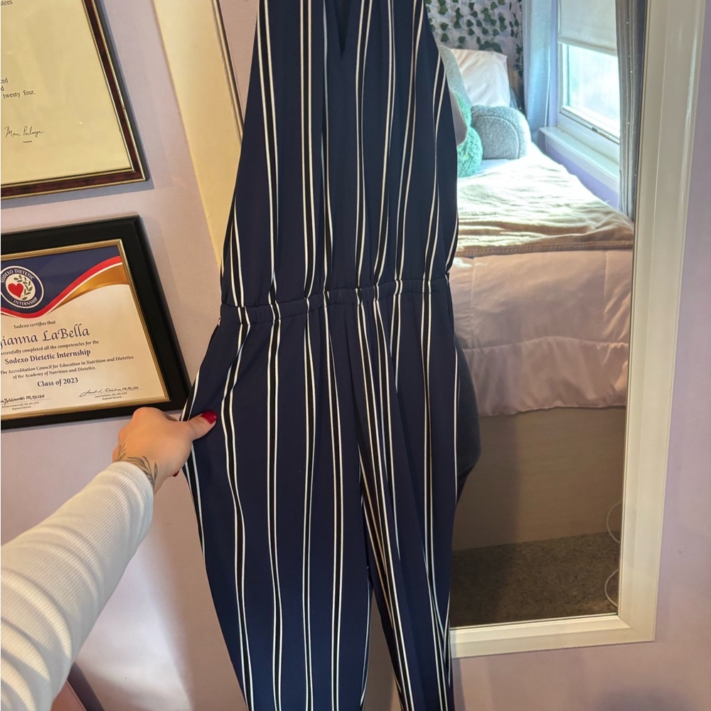 Navy Striped Jumpsuit